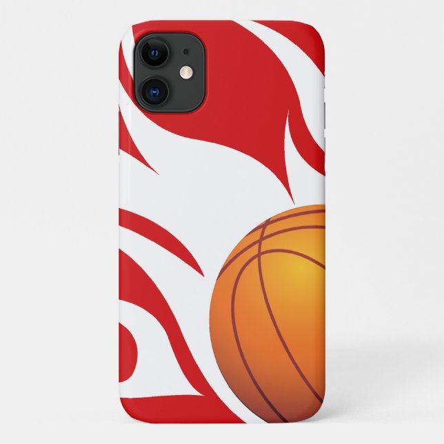Loderndes Basketball-Rot und Weiß Case-Mate iPhone Hülle (Rückseite)