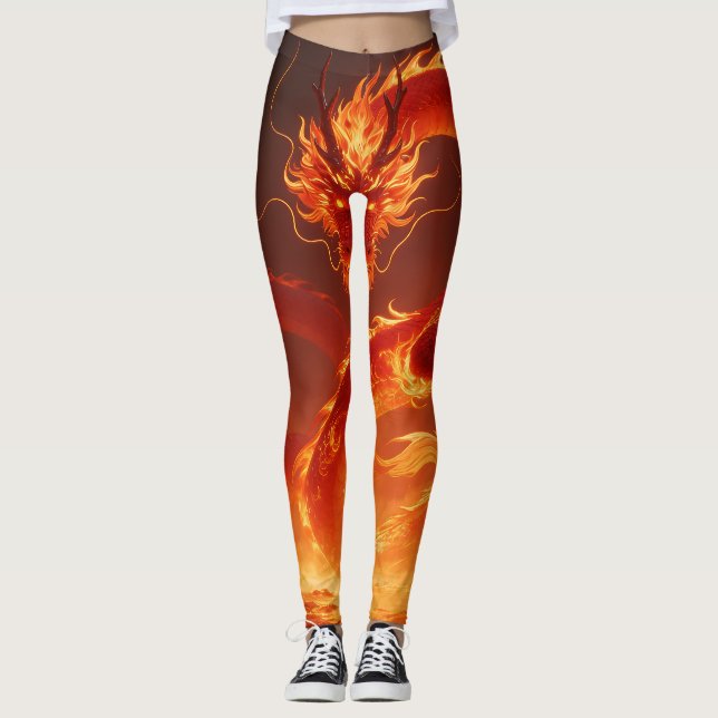 Loderndes Feuerdrache | Mythischer Flammendrache F Leggings (Vorderseite)