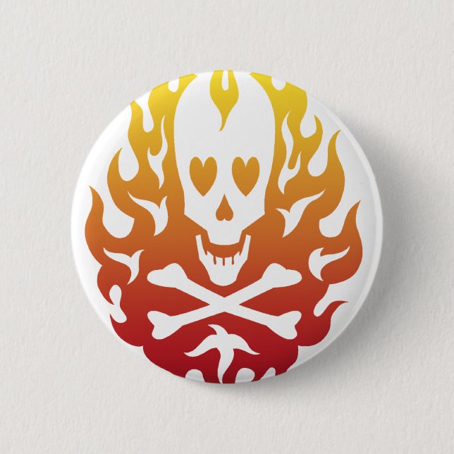 Loderndes Herz-Schädel-Button Button (Vorderseite)