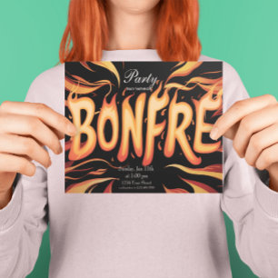 Loderndes Lagerfeuer-Wortkunst Einladung