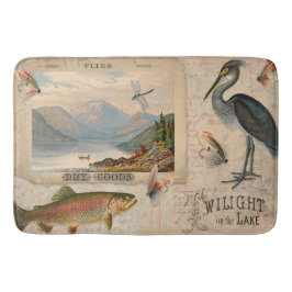 Lodge Fischen Vintage Forellen Fischen Berg Badematte