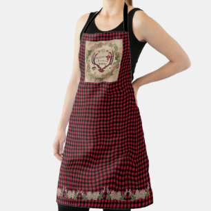 Lodge Merry Christmas Deer Antler Buffalo Karo Schürze