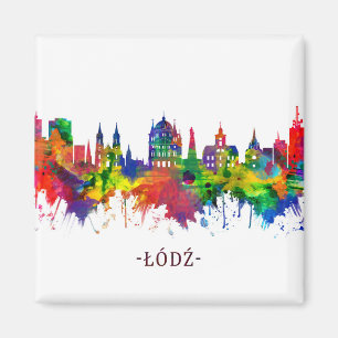 Lodz Poland Skyline Magnet