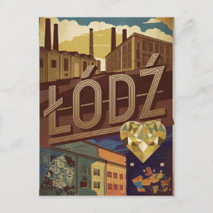Lodz Polen Vintag Postkarte