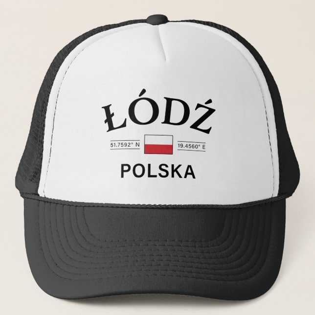 Lodz Polska (Polen) - Polnische Koordinaten Truckerkappe (Vorderseite)