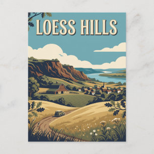 Loess Hills Iowa Prairie Retro-Reiseposter Postkarte