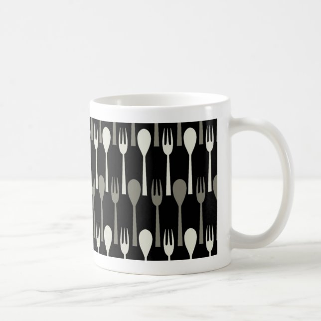 Löffel & Gabel - schwarzer Käfer Kaffeetasse (Rechts)