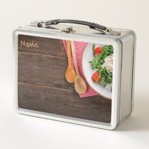 Löffel, Gabel und Gericht Metall Lunch Box
