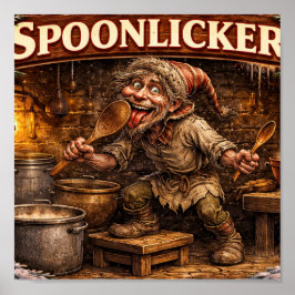 Löffel Leckender Isländischer Yule Lad Postkarte  Poster