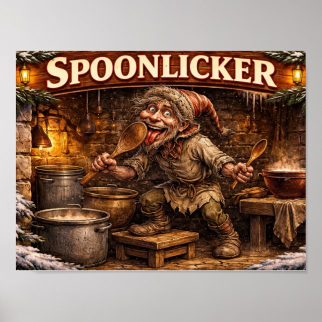 Löffel Leckender Isländischer Yule Lad Postkarte  Poster (Vorne)