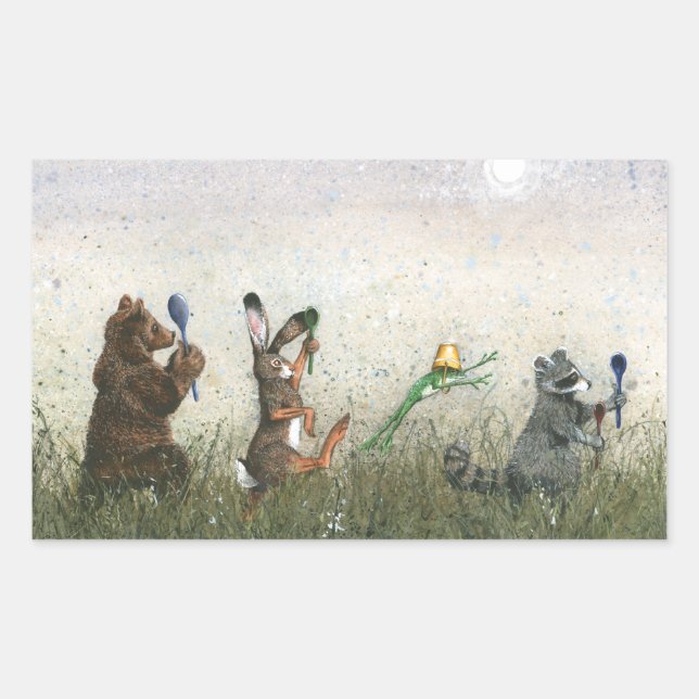 Löffel! Rechteckiger Aufkleber (Vorderseite)