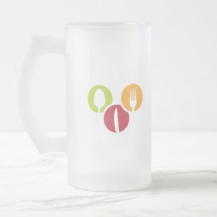 Löffelmesser und Gabel-Abzeichen Mattglas Bierglas