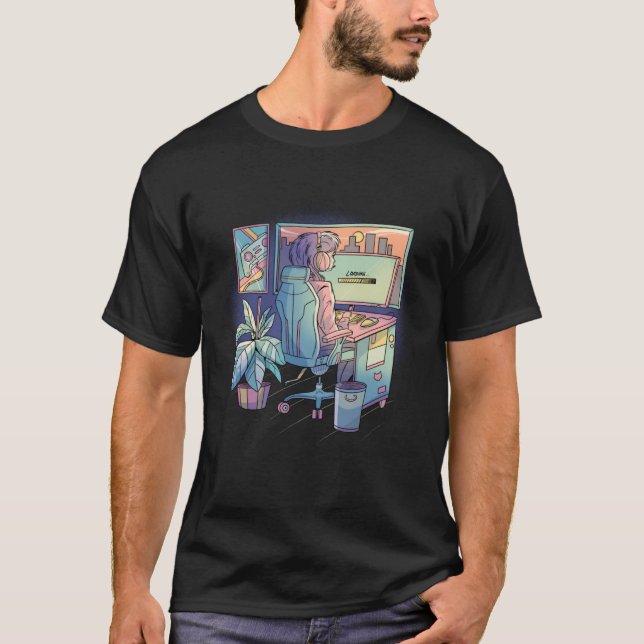 Lofi Gamer Game Player T-Shirt (Vorderseite)