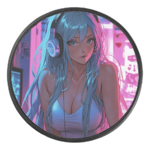 Lofi Gamer Girl Chill Anime Aesthetic Eishockey Puck