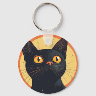 Lofi Style Black Cat Keychain Schlüsselanhänger