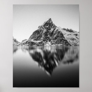 Lofoten Berg Schwarzweiß-Foto Poster