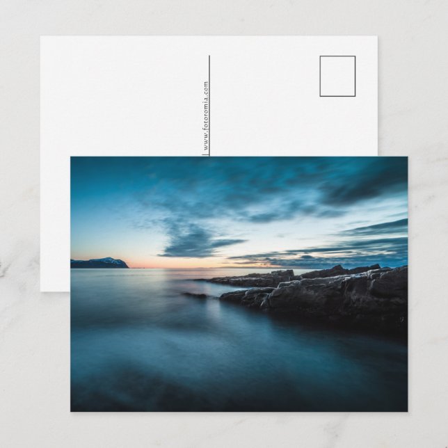 Lofoten Coast Blue Hour Feiertagspostkarte (Vorne/Hinten)