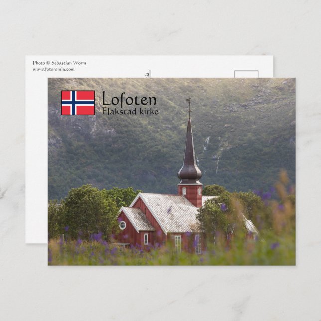 Lofoten Flakstad Church Postkarte (Vorne/Hinten)