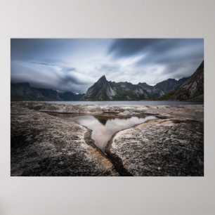 Lofoten Inseln Berglandschaft Foto Poster