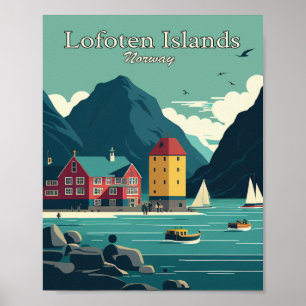 Lofoten-Inseln Minimalistisches Vintage-Kunstposte Poster
