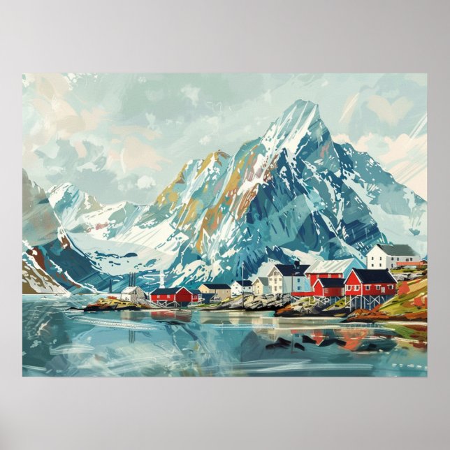 Lofoten Inseln, Norwegen Retro Poster (Vorne)