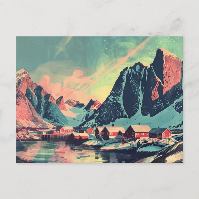 Lofoten Inseln, Norwegen Retro Travel Postkarte (Vorderseite)