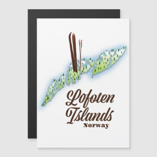 Lofoten-Inseln, Norwegen Skiposter. Magnetkarte