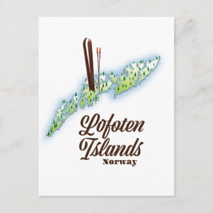 Lofoten-Inseln, Norwegen Skiposter. Postkarte