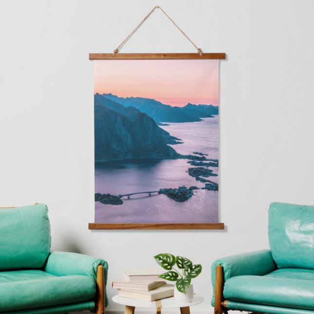 Lofoten Inseln Norwegen Wandteppich Mit Holzrahmen (Wohnzimmer)