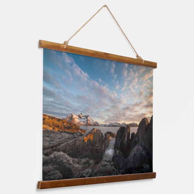 Lofoten Inseln Norwegen Wandteppich Mit Holzrahmen (Gewinkelt)