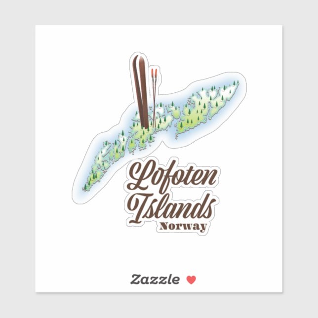 Lofoten Inseln, Norwegisches Skipposter. Aufkleber (Blatt)