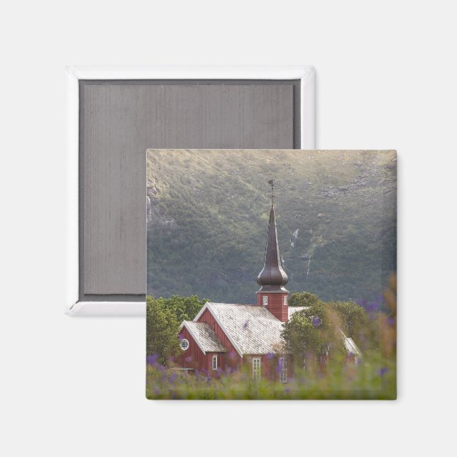 Lofoten Islands Flakstad Church Magnet (Vorderseite/Rückseite)
