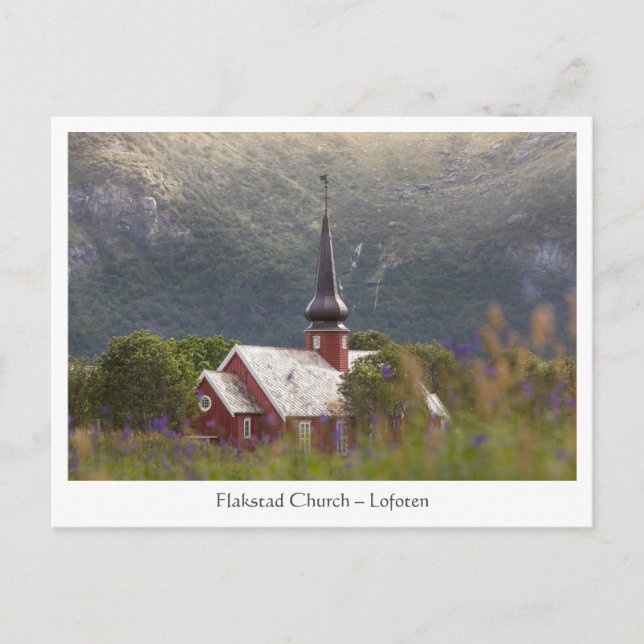 Lofoten Islands Flakstad Church Postkarte (Vorderseite)