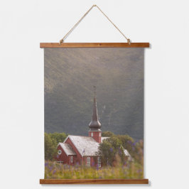 Lofoten Islands Flakstad Church Wandteppich Mit Holzrahmen