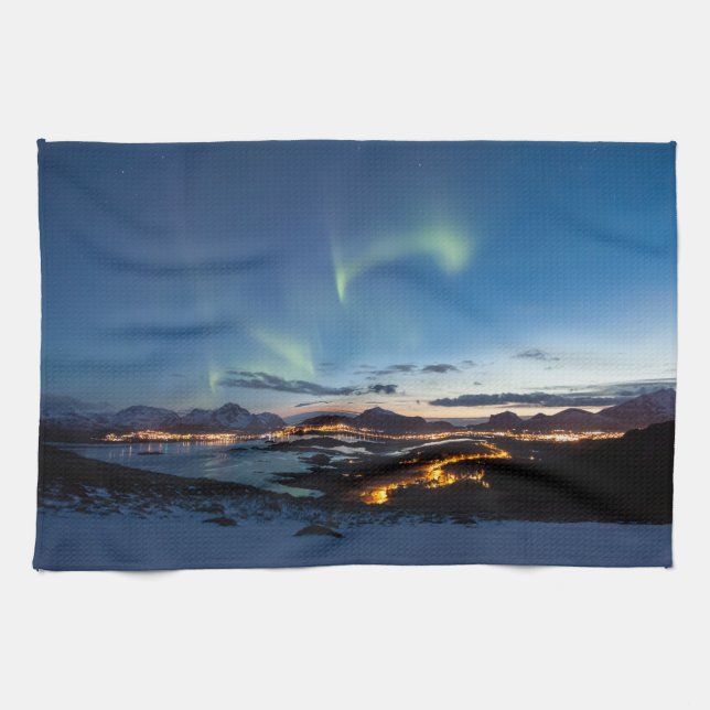 Lofoten Northern Lights Geschirrtuch (Horizontal)
