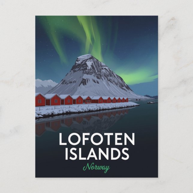 Lofoten Norway Northern Lights Postkarte (Vorderseite)