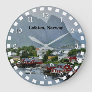 Lofoten, Norway scenic landscape photograph Große Wanduhr