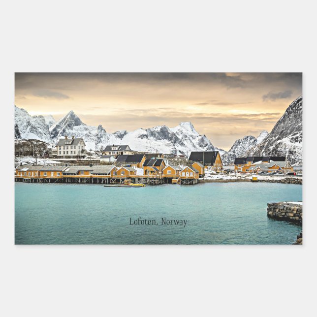 Lofoten, Norwegen landschaftliches Foto Rechteckiger Aufkleber (Vorderseite)