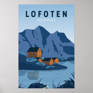 Lofoten Norwegen Reise Vintage Kunst Poster