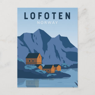 Lofoten Norwegen Reise Vintage Kunst Postkarte