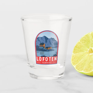 Lofoten Norwegen Reise Vintage Kunst Schnapsglas