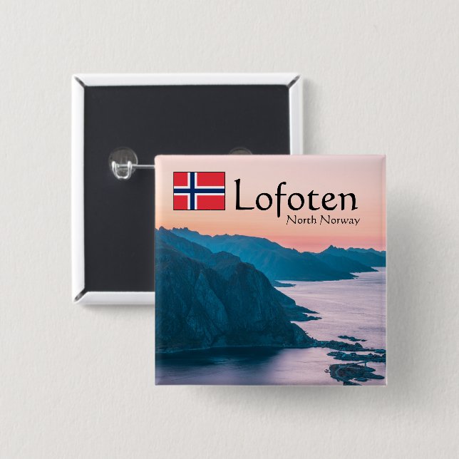 Lofoten Norwegen Souvenir Button (Vorne & Hinten)