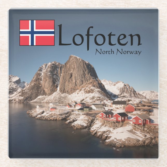 Lofoten Norwegen Souvenir Glasuntersetzer (Vorderseite)