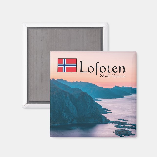 Lofoten Norwegen Souvenir Magnet (Vorderseite/Rückseite)