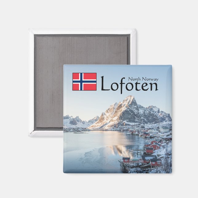 Lofoten Norwegen Souvenir Magnet (Vorderseite/Rückseite)