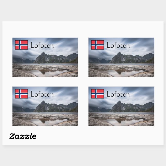 Lofoten Norwegen Souvenir Rechteckiger Aufkleber (Blatt)