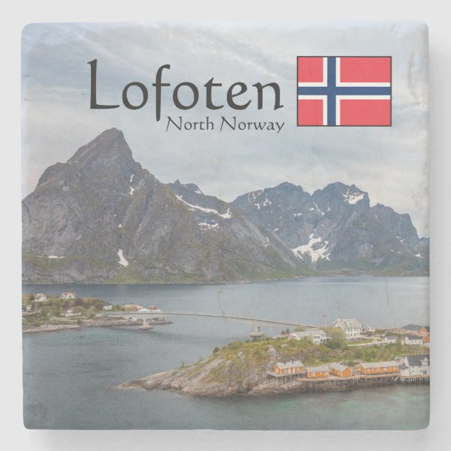 Lofoten Norwegen Souvenir Steinuntersetzer (Vorderseite)