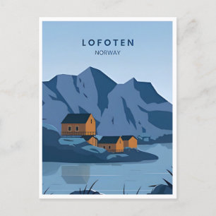 Lofoten Norwegen Vintage Reise Winter Europa Postkarte