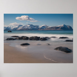 Lofoten Vikten Beach Landschaftsbild Foto Poster