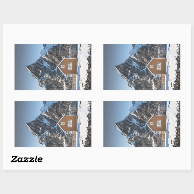 Lofoten Yellow Cabin Rechteckiger Aufkleber (Blatt)